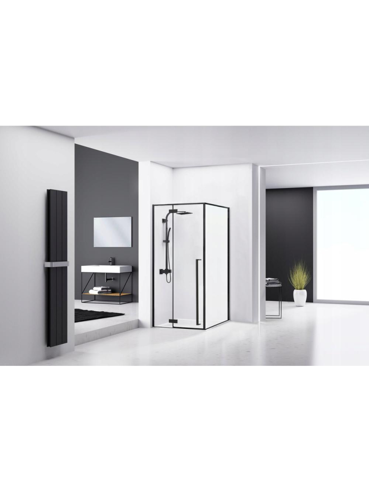 Cabina de dus Fargo cu cadita alba 90x90 negru mat [3]