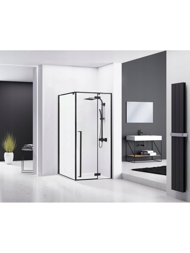 Cabina de dus Fargo cu cadita alba 90x90 negru mat [8]