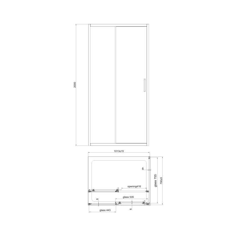 Cabina de dus Fluminia Iris Gold 100x80 cm cu usa culisanta profil auriu periat [2]
