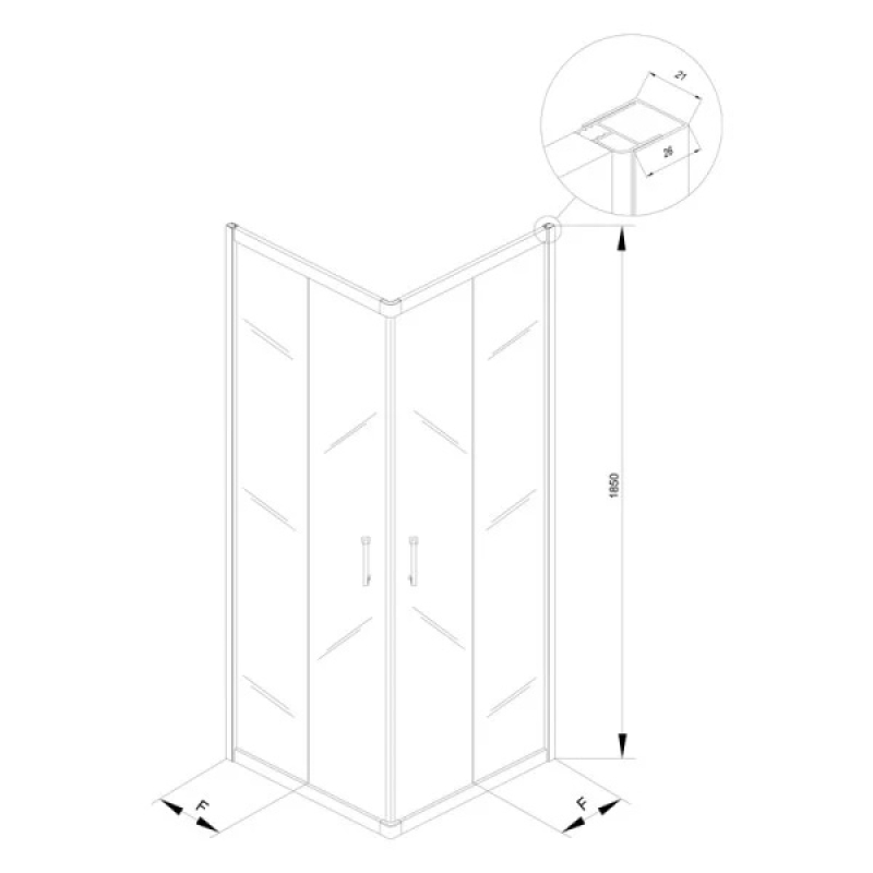 Cabina de dus Kolpasan, Eco Quat patrata 80 x 80 profil negru mat [2]