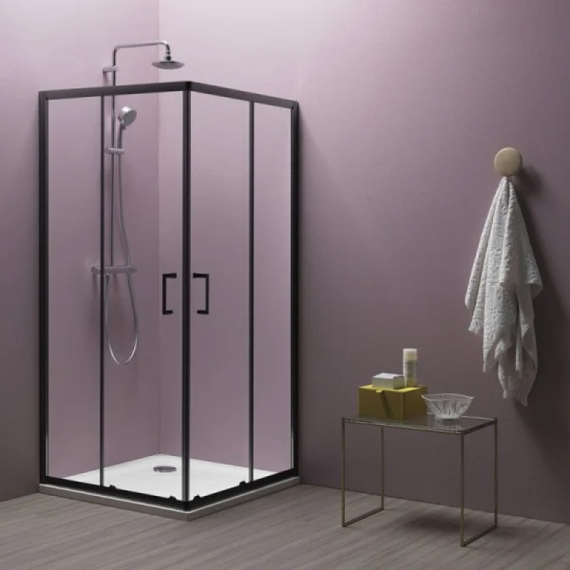 Cabina de dus Kolpasan, Eco Quat patrata 80 x 80 profil negru mat [1]
