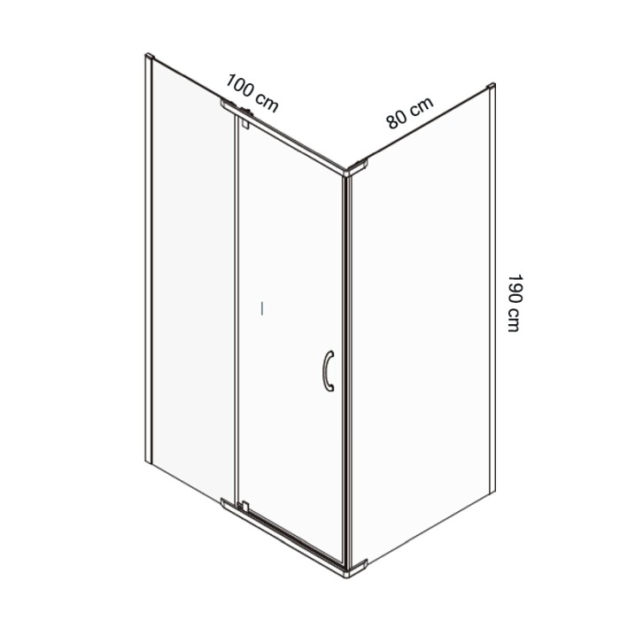 Cabina de dus Mediterraneo, Catania 100x80, cu usa batanta si perete lateral fix [2]