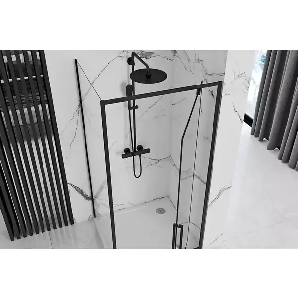 Cabina de dus patrata cu usa pivotanta Rea Rapid Swing 100x100 negru [6]