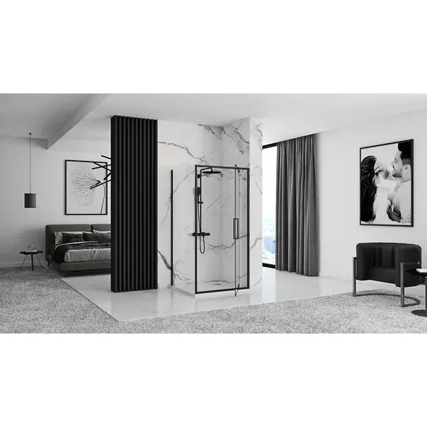 Cabina de dus patrata cu usa pivotanta Rea Rapid Swing 80x80 negru [5]