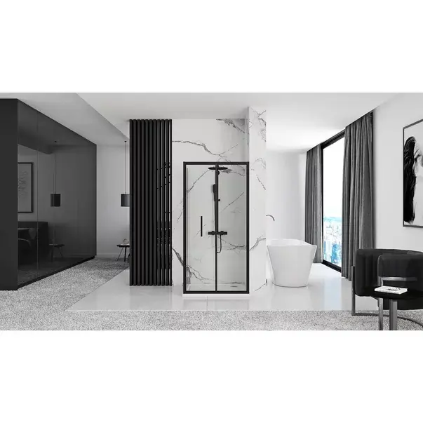 Cabina de dus patrata cu usa pliabila Rea Rapid Fold 80x80 negru [7]