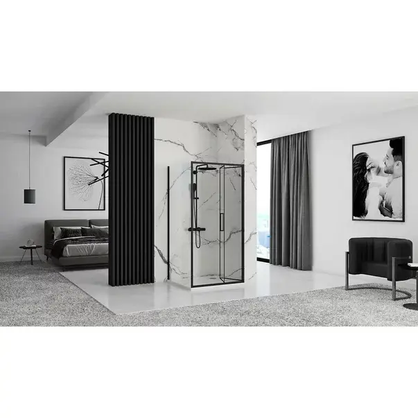 Cabina de dus patrata cu usa pliabila Rea Rapid Fold 80x80 negru [6]