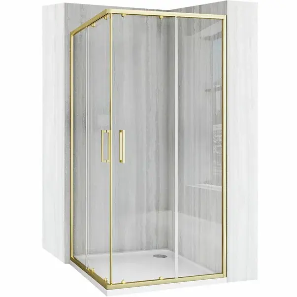 Cabina de dus patrata cu usi glisante auriu Rea City 90x90 cm [1]