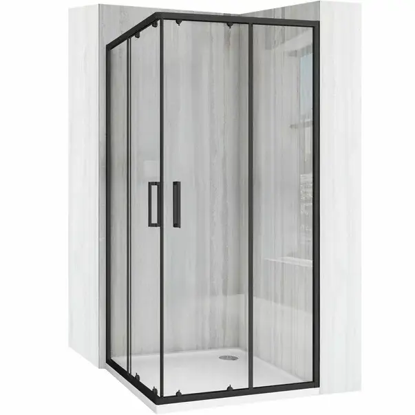 Cabina de dus patrata cu usi glisante negru Rea City 80x80 cm [1]