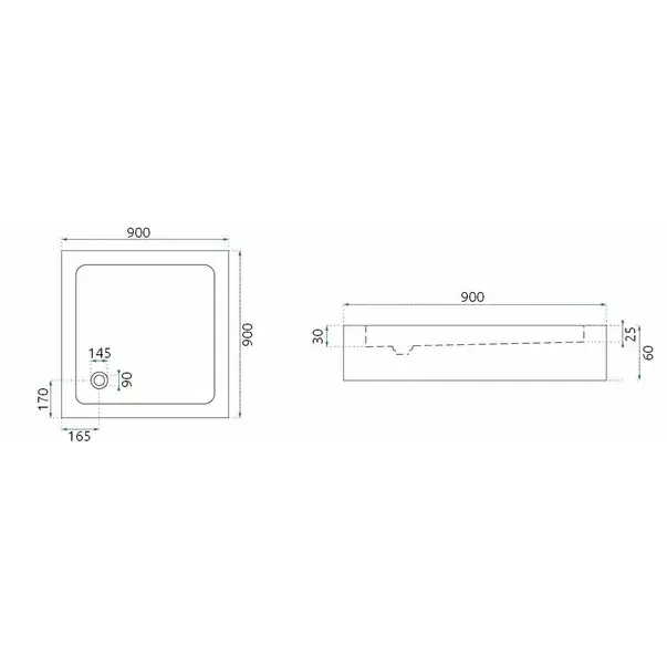 Cabina de dus patrata cu usi glisante negru Rea City 90x90 cm si cadita neagra [8]