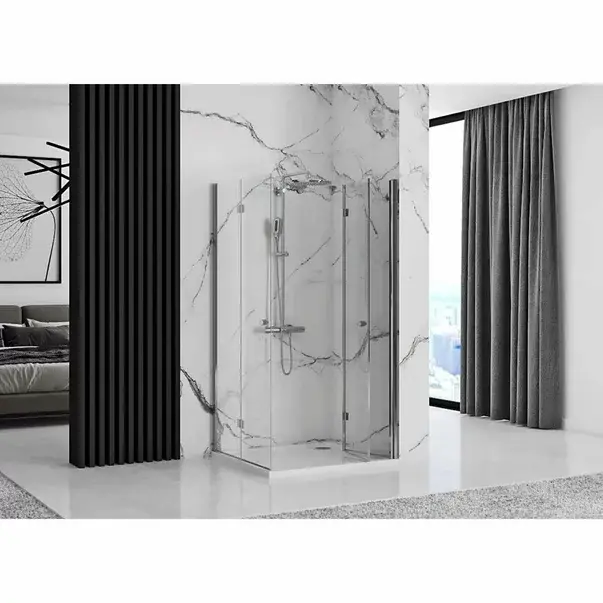 Cabina de dus patrata cu usi pliabile Rea Fold N2 70x70 crom [3]