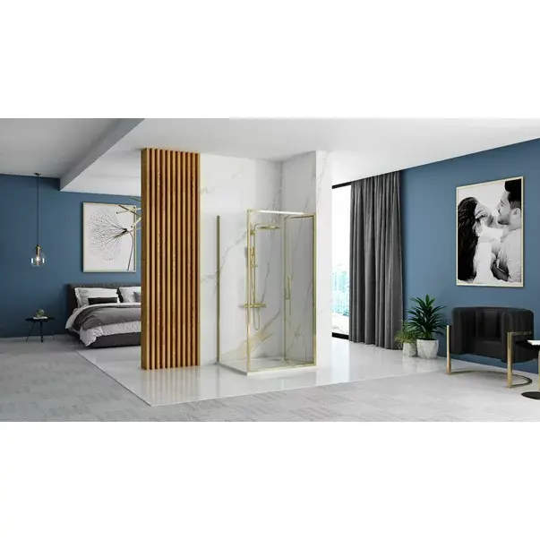 Cabina de dus patrata cu usi pliabile auriu Rea Rapid Fold 90x80 cm [2]
