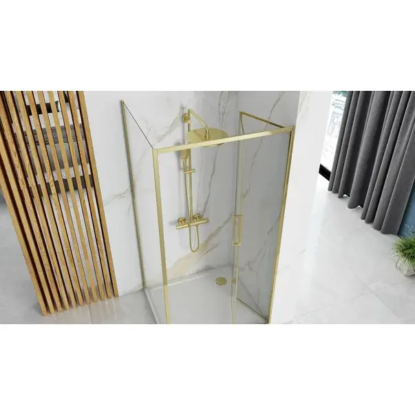 Cabina de dus patrata cu usi pliabile auriu Rea Rapid Fold 90x80 cm [5]