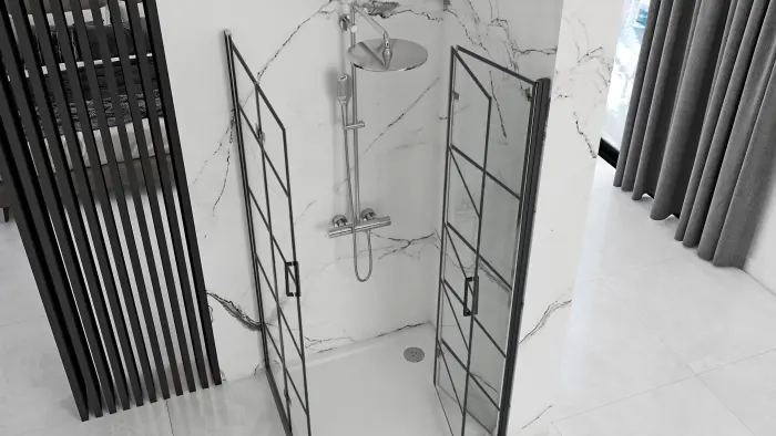 Cabina de dus patrata cu usi pliabile Rea Molier 100x100 negru [3]