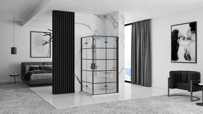 Cabina de dus patrata cu usi pliabile Rea Molier 100x100 negru [2]
