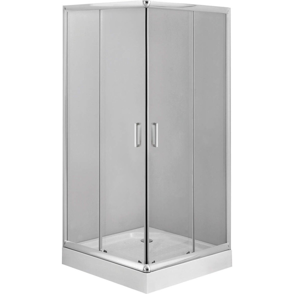 Cabina de dus patrata Deante Funkia cu usi culisante 80x80cm finisaj crom si sticla transparenta [1]
