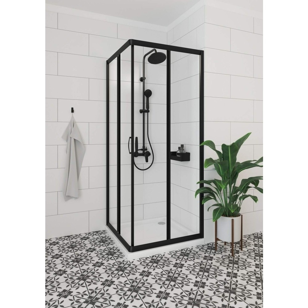 Cabina de dus patrata Deante Funkia cu usi culisante 90x90cm finisaj negru [3]