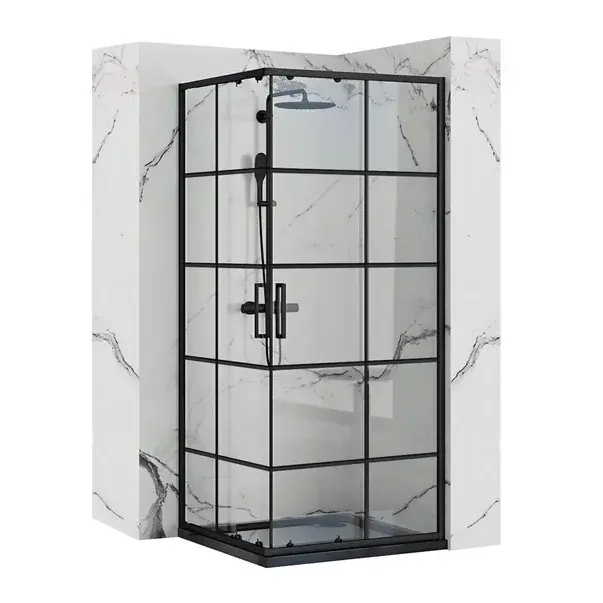 Cabina de dus patrata Rea Concept cu usi glisante 80x80 negru mat [1]
