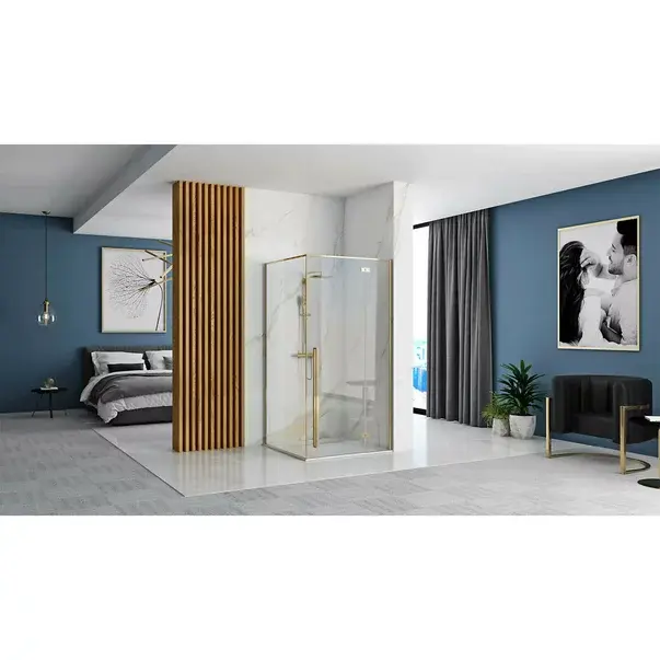Cabina de dus patrata Rea Fargo cu usa batanta 90x90 auriu [4]
