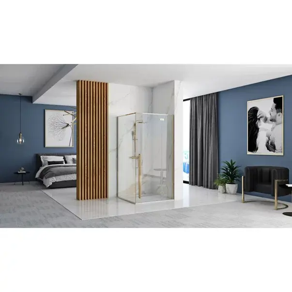 Cabina de dus patrata Rea Fargo cu usa batanta 90x90 auriu [3]