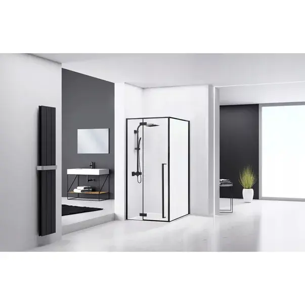 Cabina de dus patrata Rea Fargo cu usa batanta 90x90 negru mat [4]