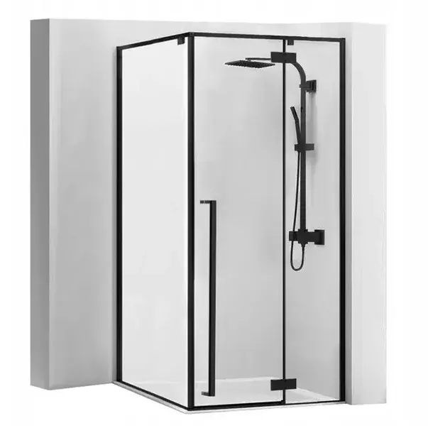 Cabina de dus patrata Rea Fargo cu usa batanta 90x90 negru mat [1]