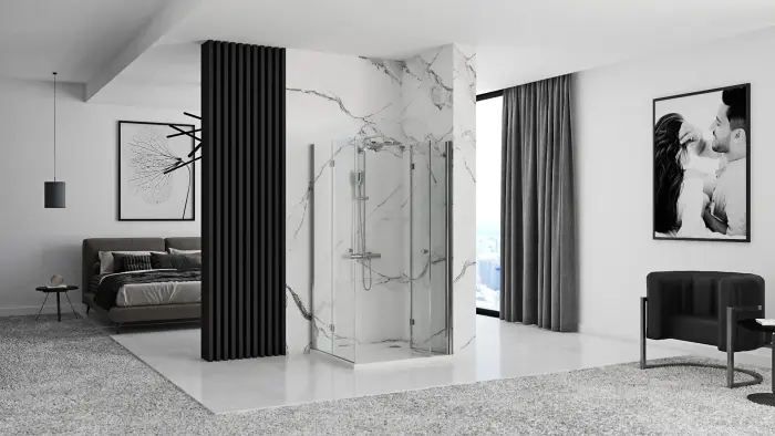 Cabina de dus patrata Rea Fold N2 cu usi pliabile 90x90 crom [4]