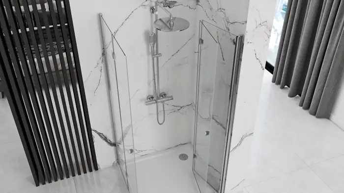Cabina de dus patrata Rea Fold N2 cu usi pliabile 90x90 crom [3]