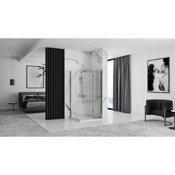 Cabina de dus patrata Rea Fold N2 cu usi pliabile 90x90 crom [5]