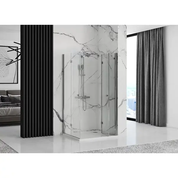 Cabina de dus patrata Rea Fold N2 cu usi pliabile 90x90 crom [3]