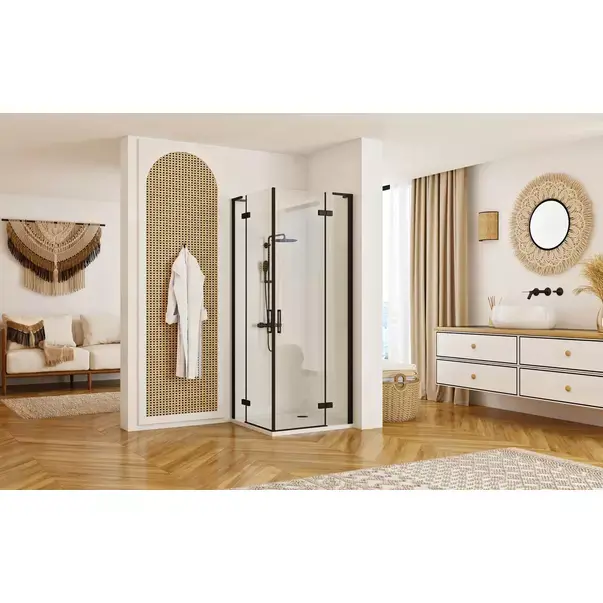 Cabina de dus patrata Rea Hugo cu 2 usi batante 90x90 cm negru [6]
