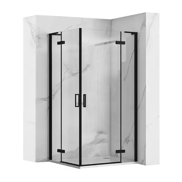 Cabina de dus patrata Rea Hugo cu 2 usi batante 90x90 cm negru [1]