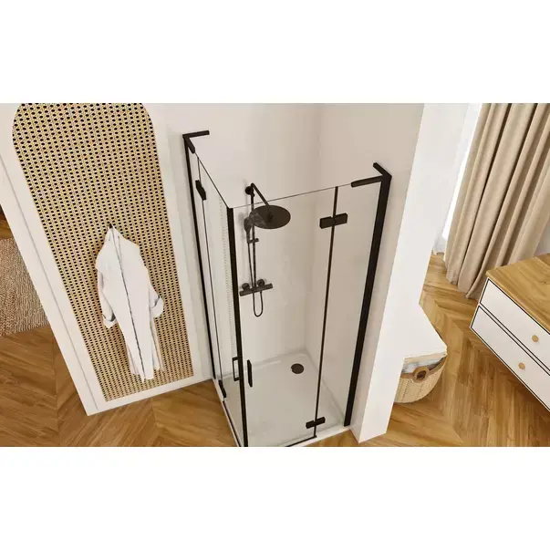 Cabina de dus patrata Rea Hugo cu 2 usi batante 90x90 cm negru [5]
