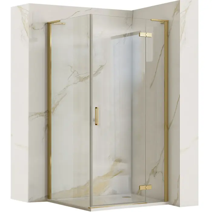 Cabina de dus patrata Rea Hugo cu usa batanta 90x90 cm auriu periat [1]