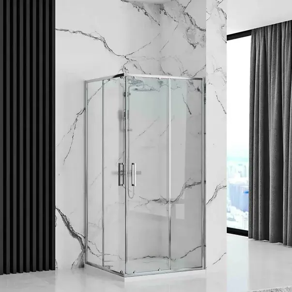 Cabina de dus patrata Rea Punto cu usi glisante 90x90 crom [6]