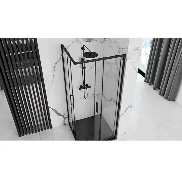 Cabina de dus patrata Rea Punto cu usi glisante 90x90 negru mat [3]