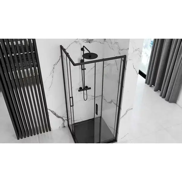 Cabina de dus patrata Rea Punto cu usi glisante 90x90 negru mat [7]