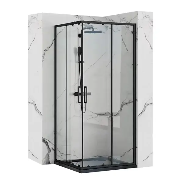 Cabina de dus patrata Rea Punto cu usi glisante 90x90 negru mat [1]