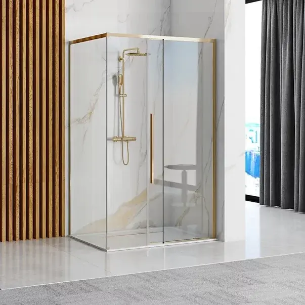 Cabina de dus patrata Rea Solar cu usa glisanta 90x90 auriu [4]