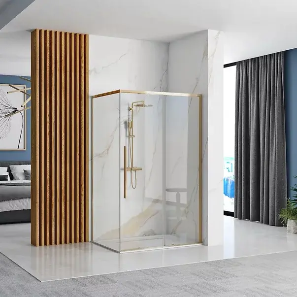 Cabina de dus patrata Rea Solar cu usa glisanta 90x90 auriu [3]