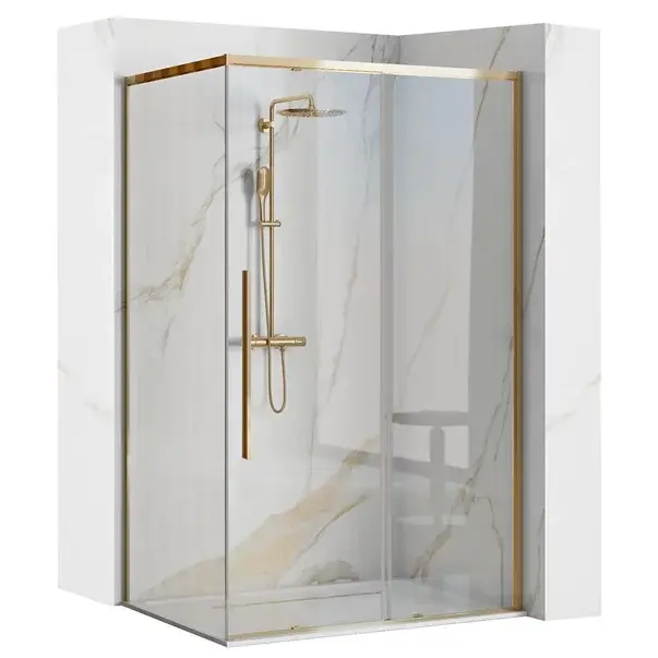 Cabina de dus patrata Rea Solar cu usa glisanta 90x90 auriu [1]