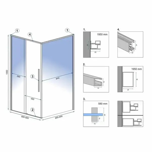 Cabina dus cu cadita de dus patrata Rea Solar cu usa glisanta 90x90 negru mat - alb [8]