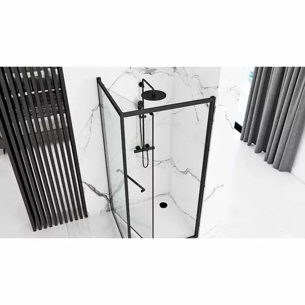 Cabina de dus patrata Rea Space In cu usa glisanta 90x90 negru mat [3]
