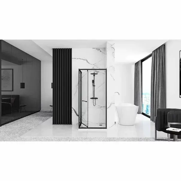 Cabina de dus patrata Rea Space In cu usa glisanta 90x90 negru mat [7]