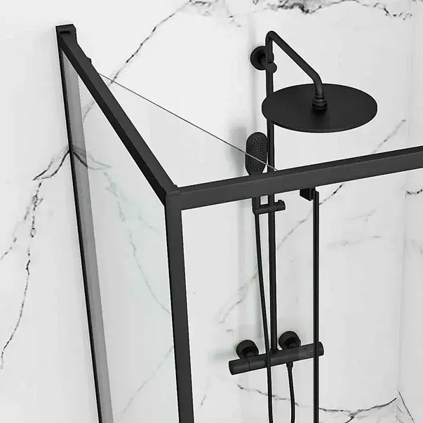 Cabina de dus patrata Rea Space In cu usa glisanta 90x90 negru mat [8]