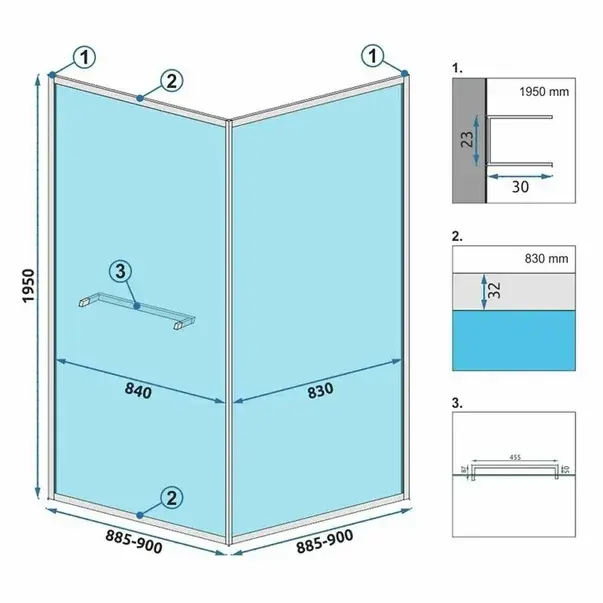 Cabina de dus patrata Rea Space In cu usa glisanta 90x90 negru mat [2]