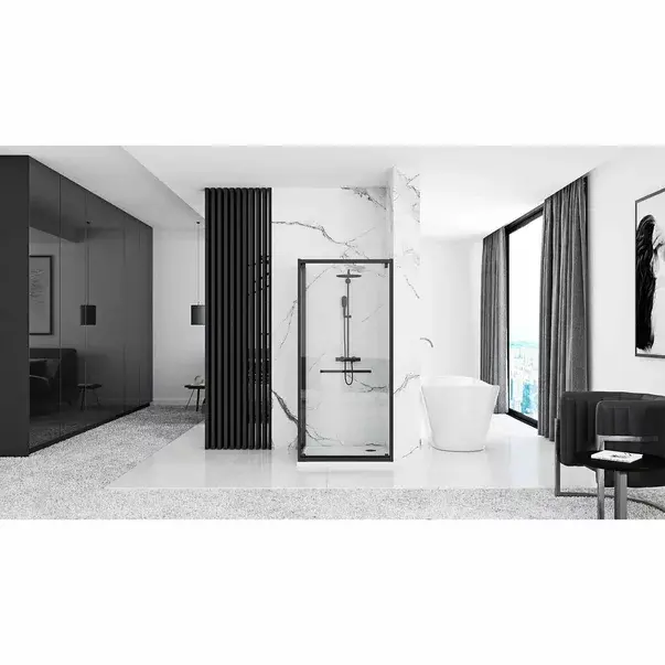 Cabina de dus patrata Rea Space In cu usa glisanta 90x90 negru mat [6]