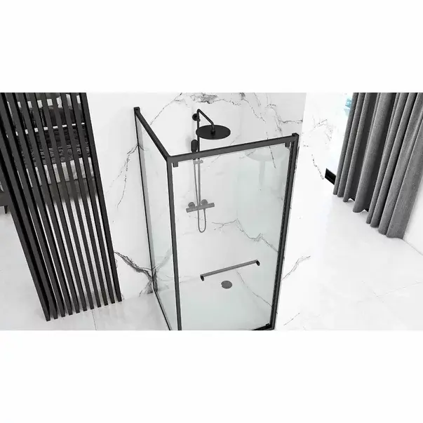 Cabina de dus patrata Rea Space In cu usa glisanta 90x90 negru mat [5]