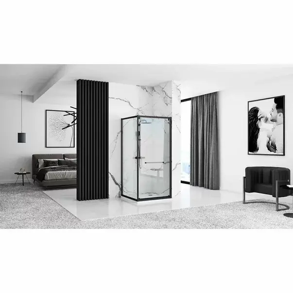 Cabina de dus patrata Rea Space In cu usa glisanta 90x90 negru mat [4]