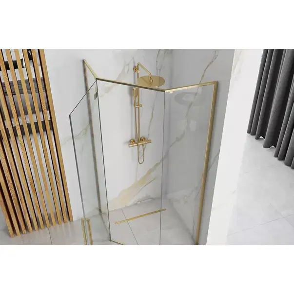 Cabina de dus pentagonala Rea Diamond cu usa batanta 100x100 auriu [2]
