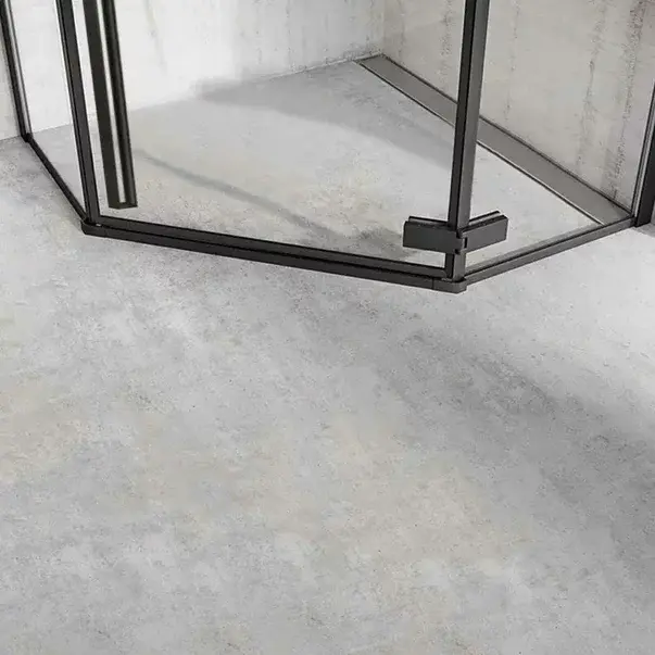 Cabina de dus pentagonala Rea Diamond cu usa batanta 100x100 negru mat [4]